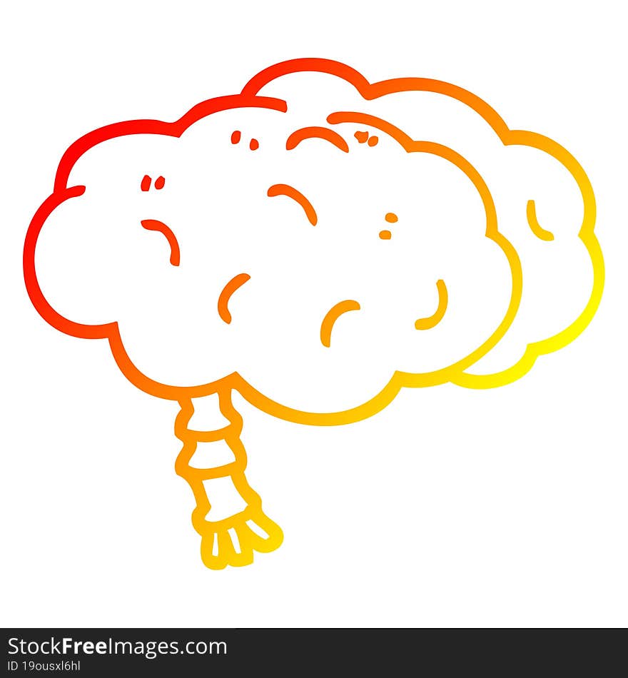 Warm Gradient Line Drawing Cartoon Brain