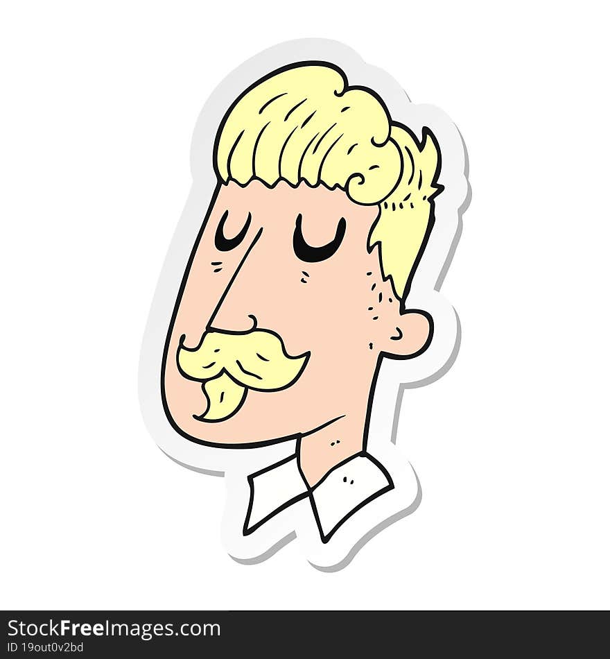 sticker of a cartoon man with mustache