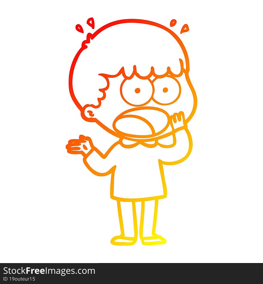 warm gradient line drawing cartoon shocked man gasping