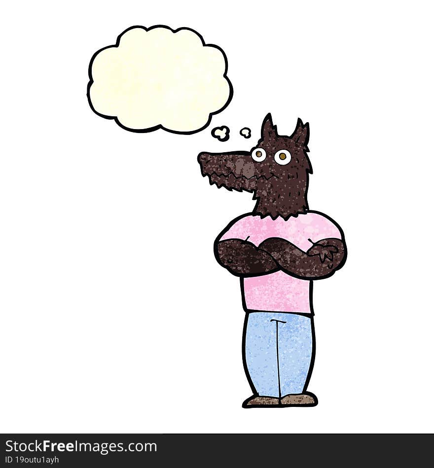 cartoon werewolf with thought bubble