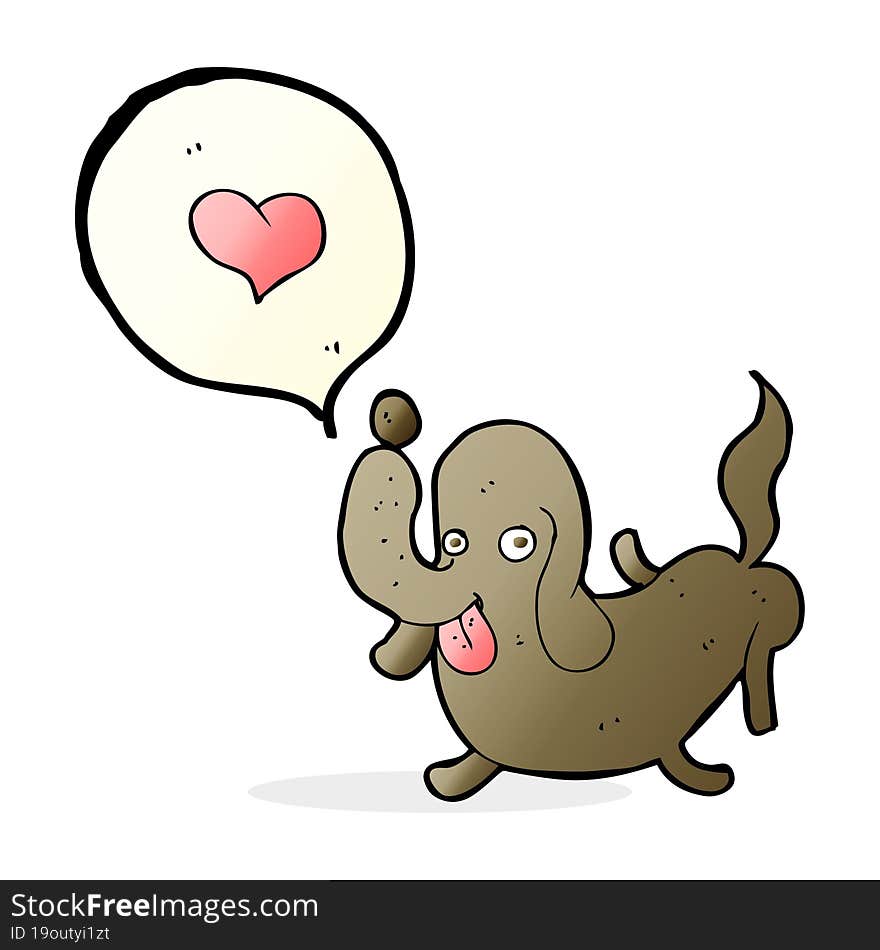 cartoon dog with love heart