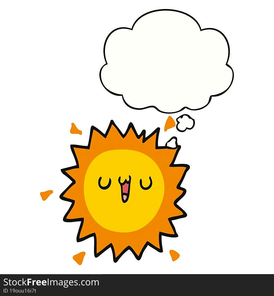 cartoon sun with thought bubble. cartoon sun with thought bubble