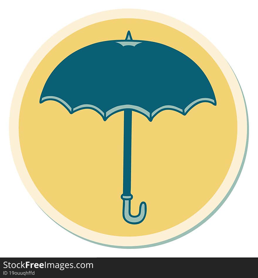 tattoo style sticker of an umbrella