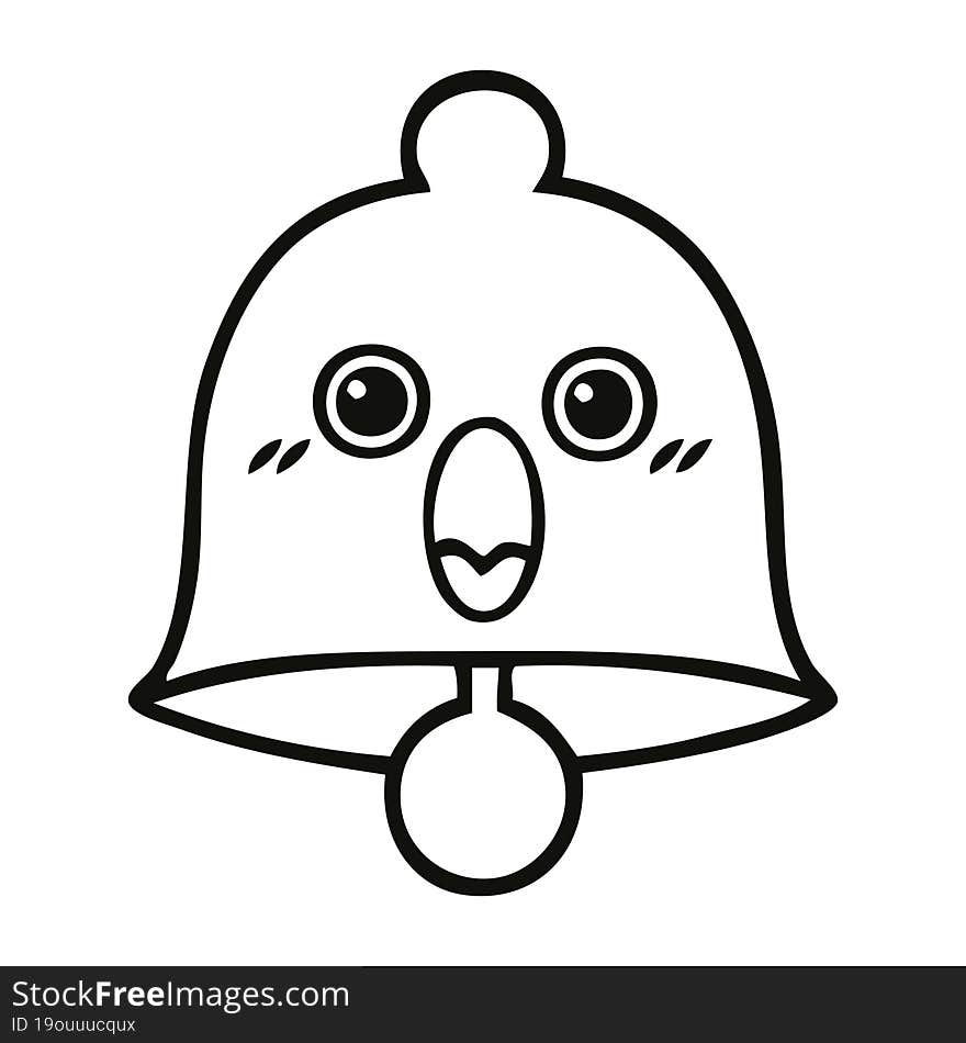 line drawing cartoon of a bell. line drawing cartoon of a bell