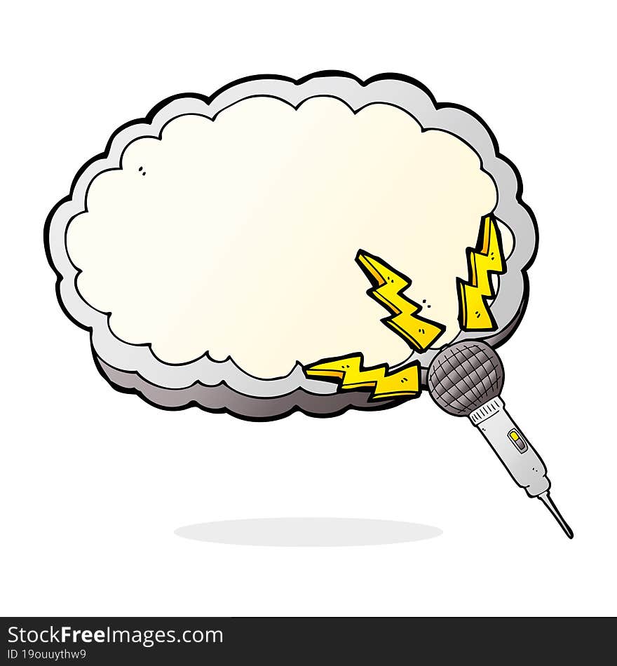 cartoon microphone and space for text cloud