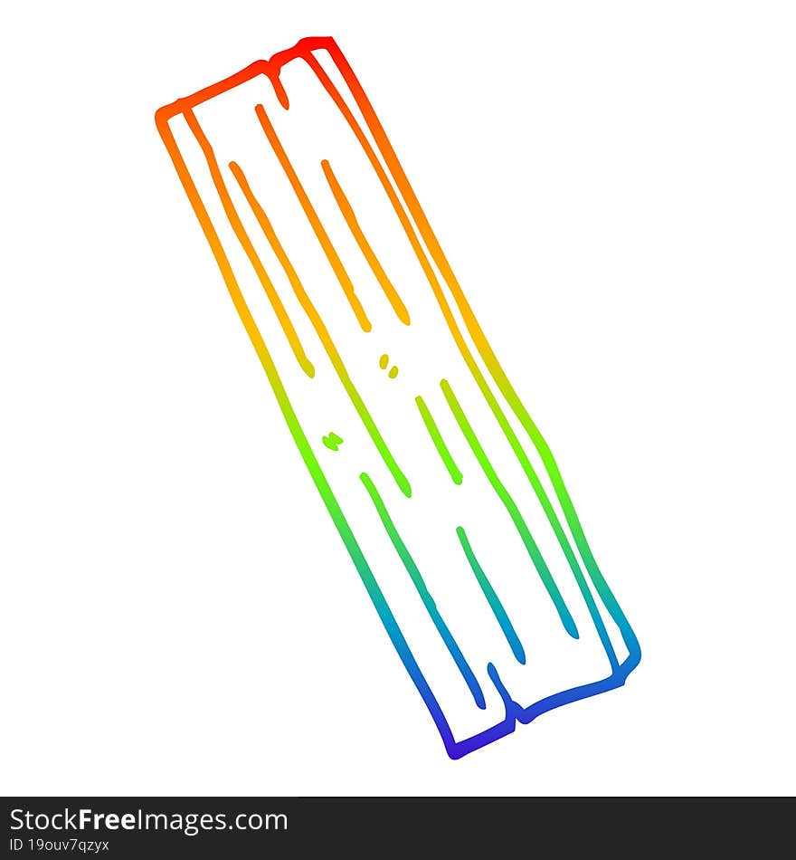 rainbow gradient line drawing cartoon plank of wood