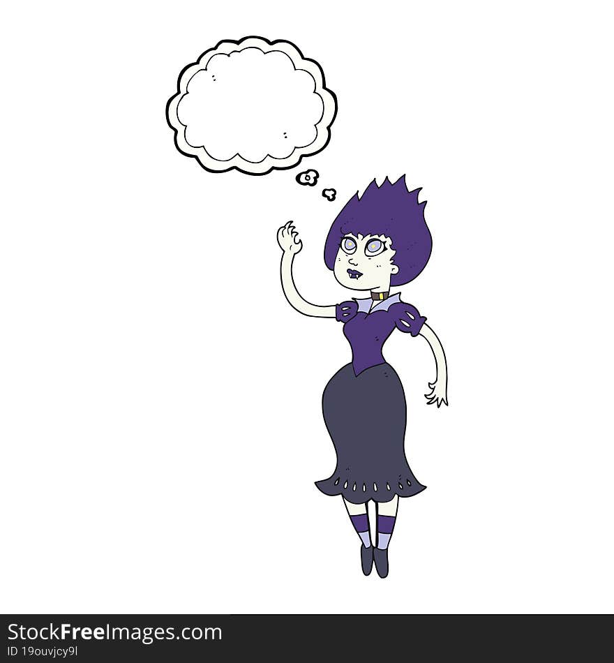 freehand drawn thought bubble cartoon vampire girl