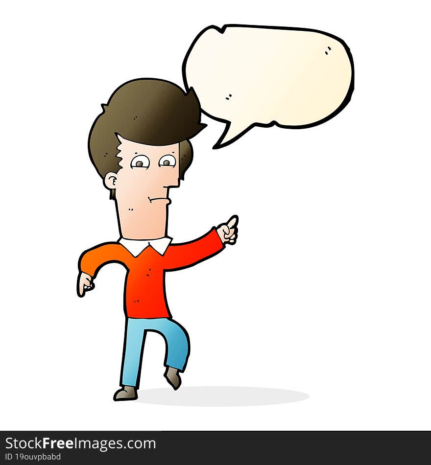 Cartoon Man Pointing With Speech Bubble