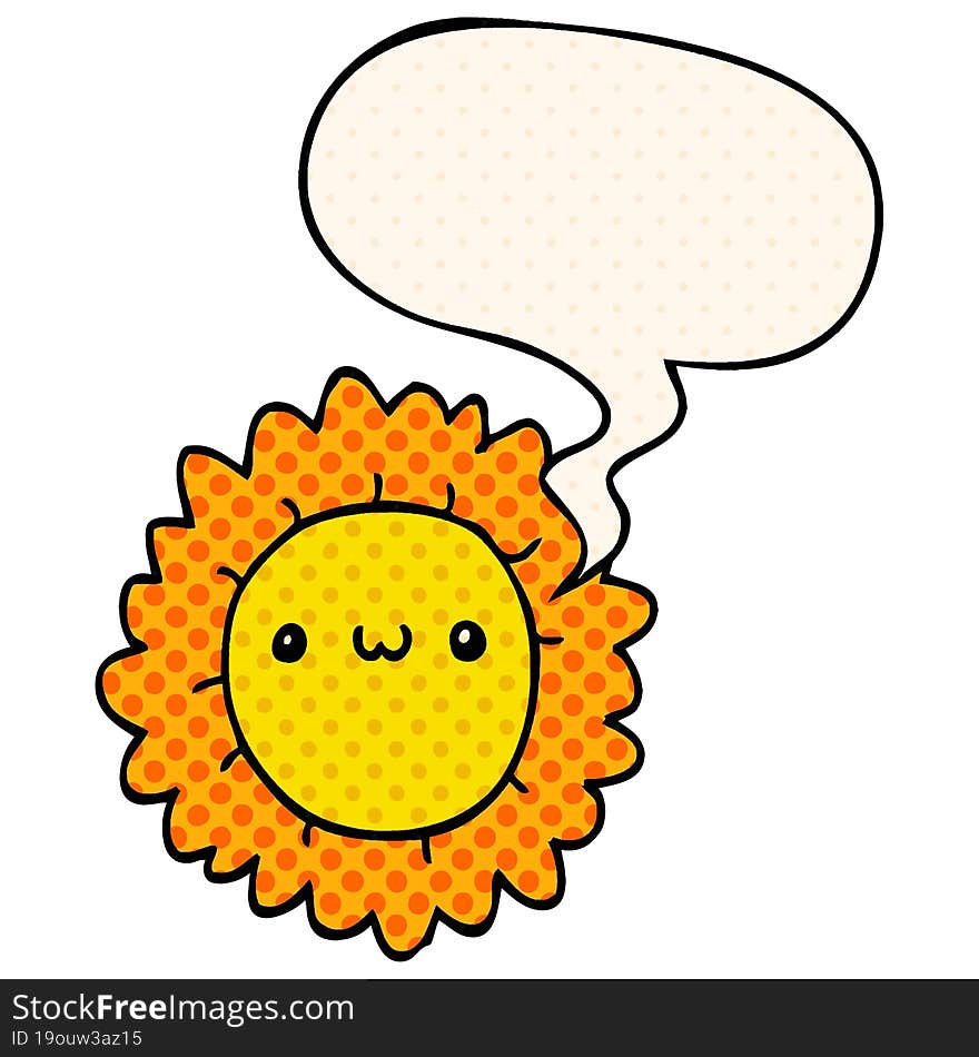 Cartoon Flower And Speech Bubble In Comic Book Style