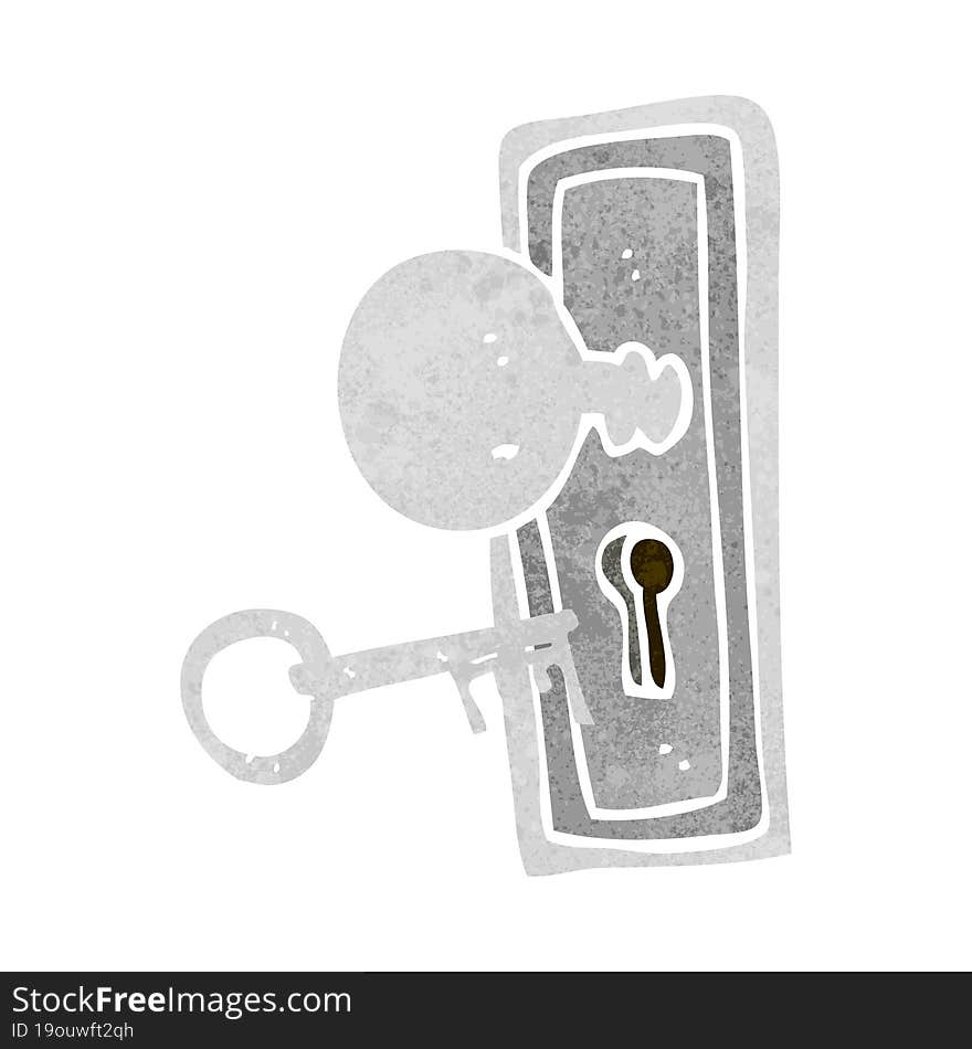 cartoon key and keyhole