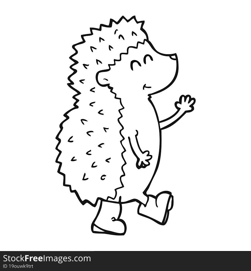 cute black and white cartoon hedgehog