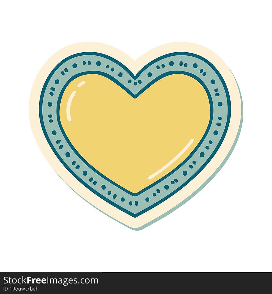 sticker of tattoo in traditional style of a heart. sticker of tattoo in traditional style of a heart