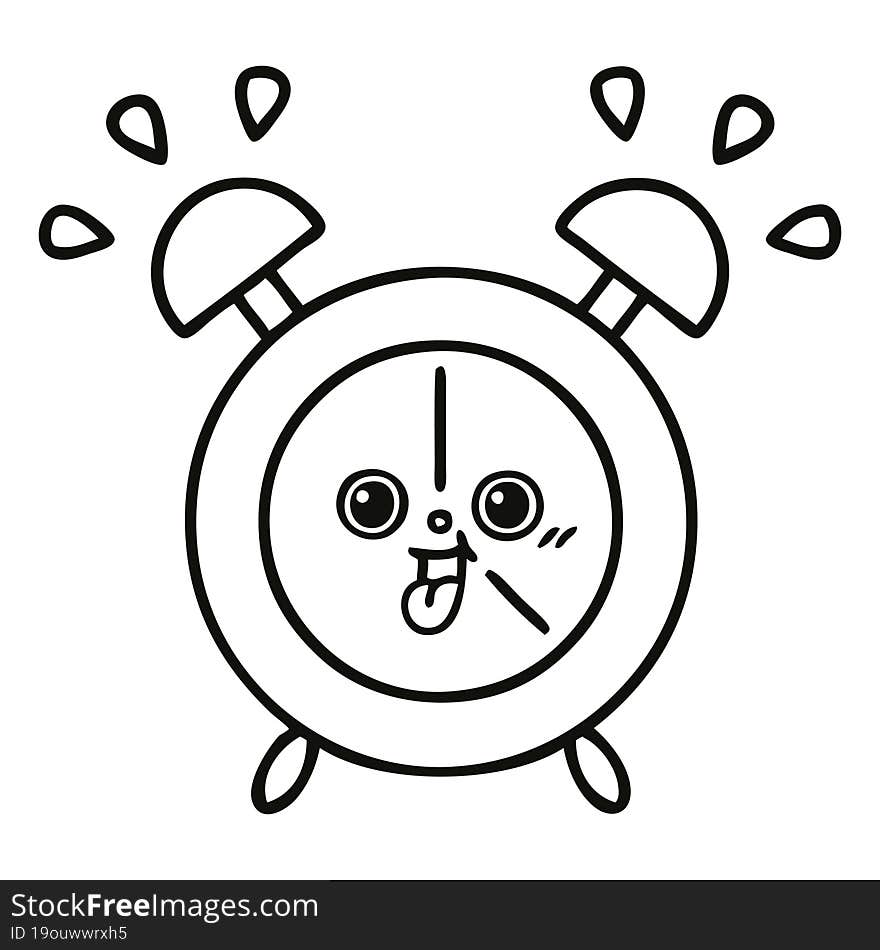 Line Drawing Cartoon Alarm Clock