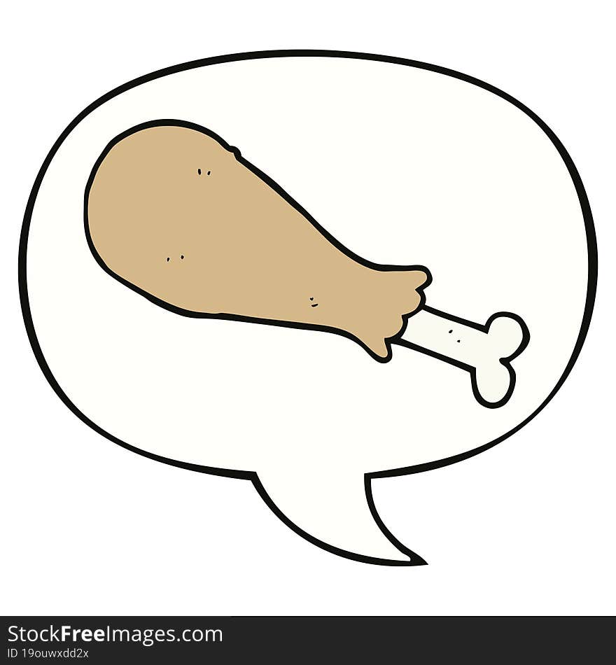 cartoon chicken leg and speech bubble