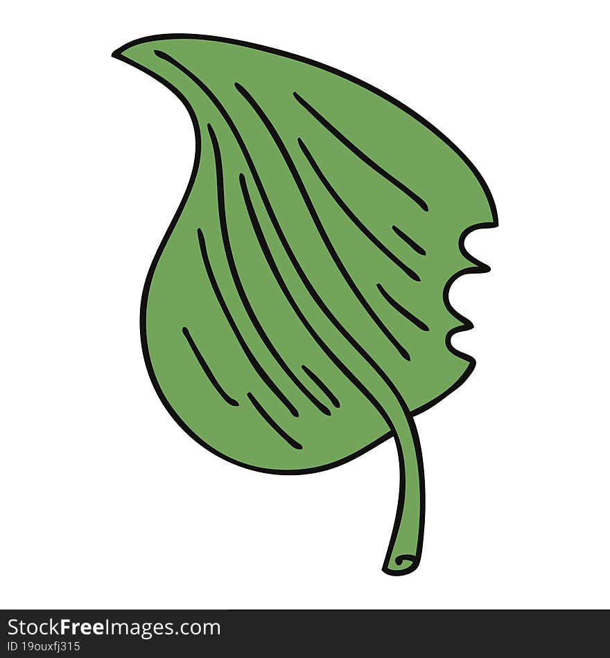 Quirky Hand Drawn Cartoon Munched Leaf