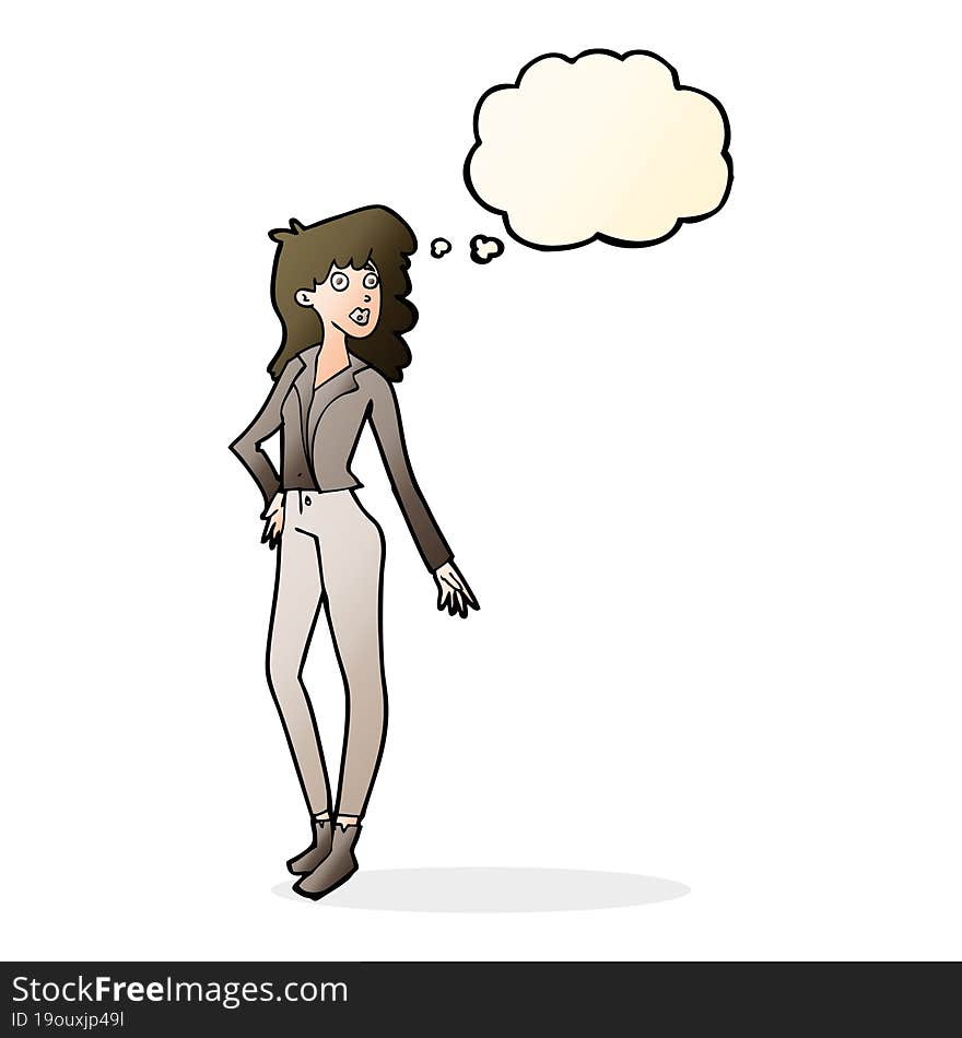 cartoon pretty woman  with thought bubble