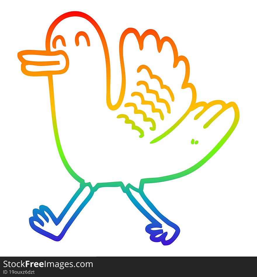 rainbow gradient line drawing cartoon duck