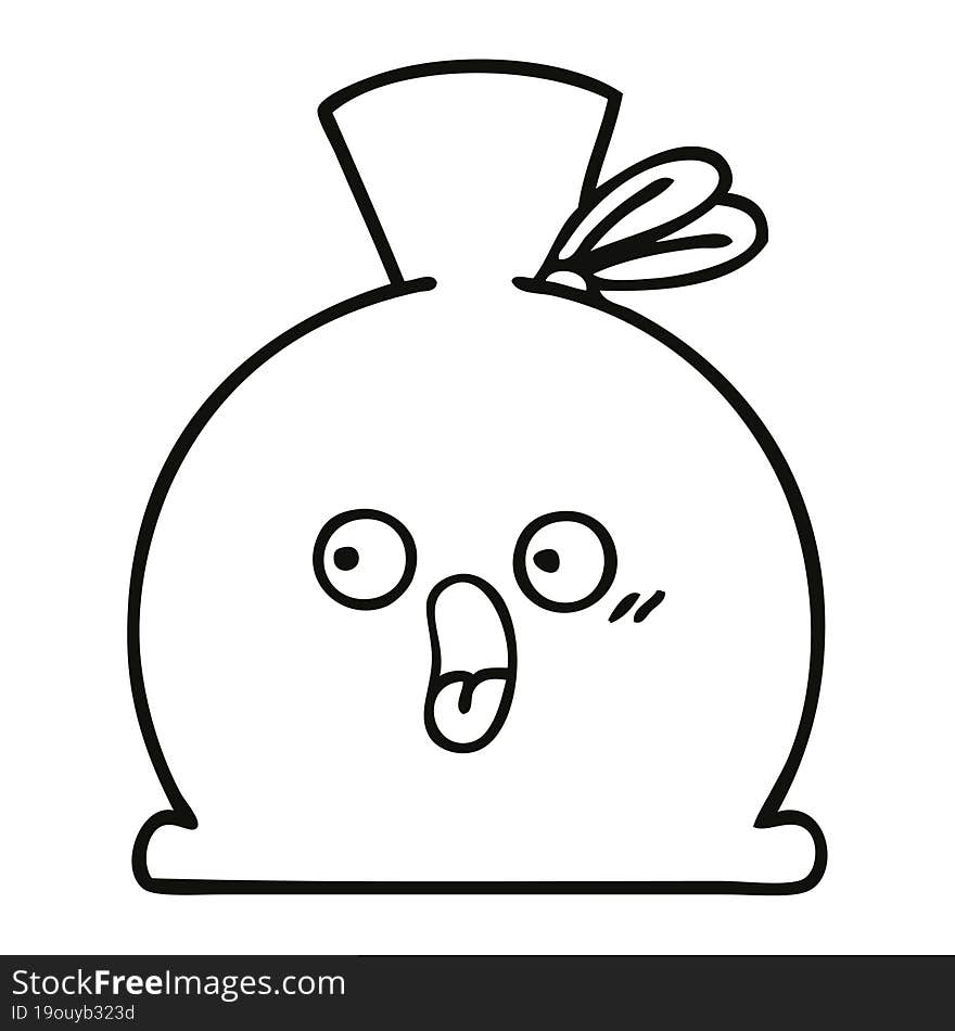 line drawing cartoon of a sack. line drawing cartoon of a sack