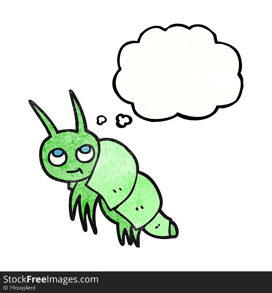 freehand drawn thought bubble textured cartoon little bug