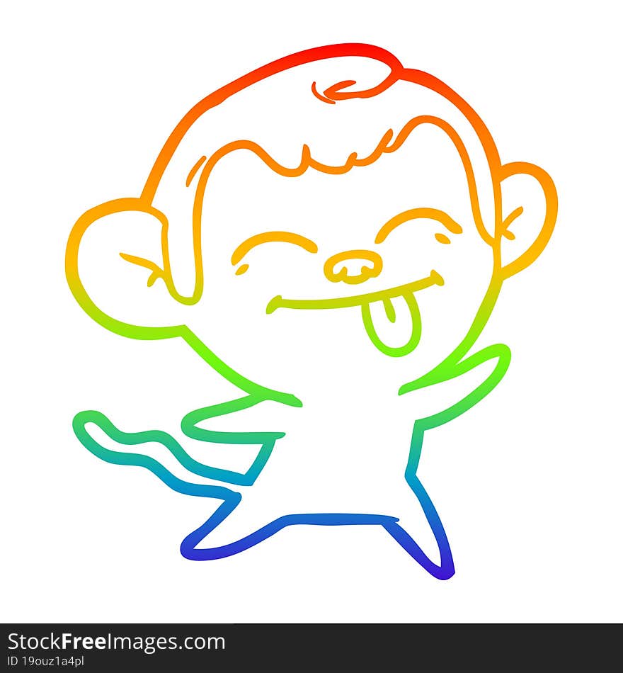 rainbow gradient line drawing funny cartoon monkey