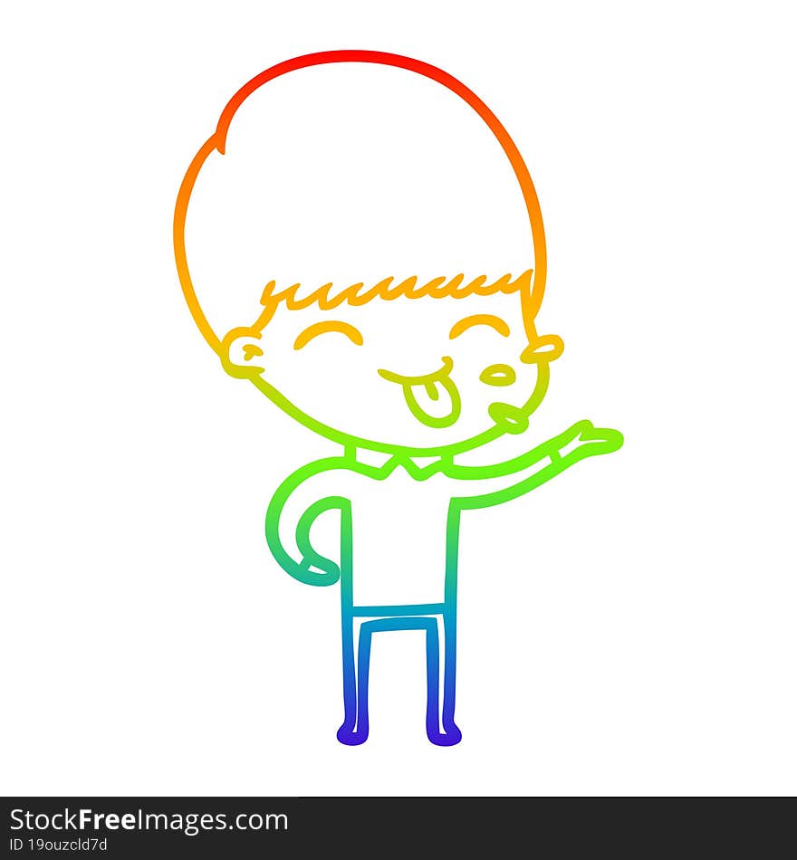 Rainbow Gradient Line Drawing Cartoon Rude Man