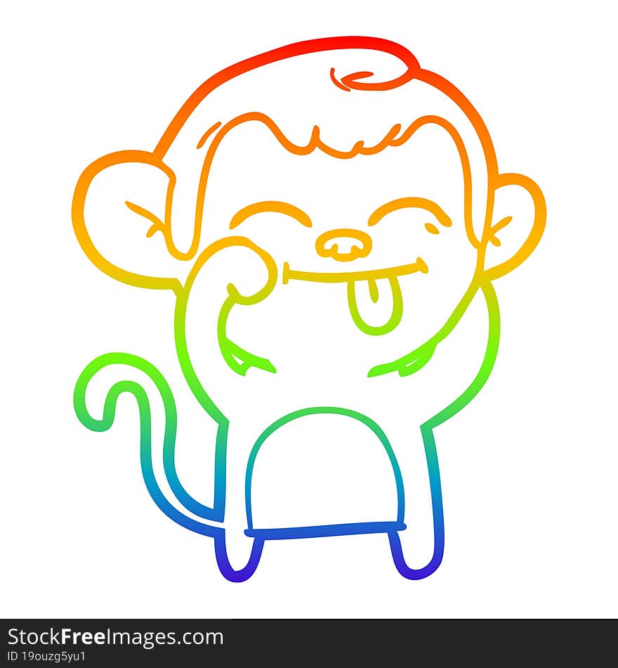 rainbow gradient line drawing funny cartoon monkey