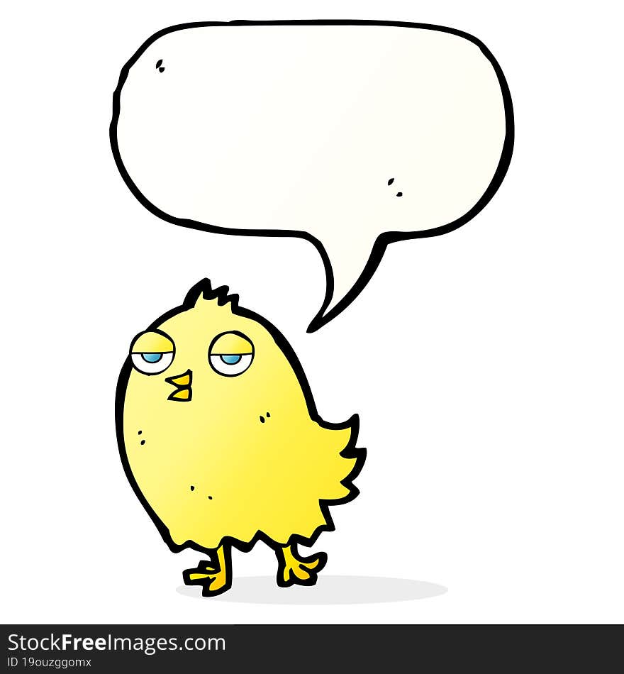 Funny Cartoon Bird With Speech Bubble