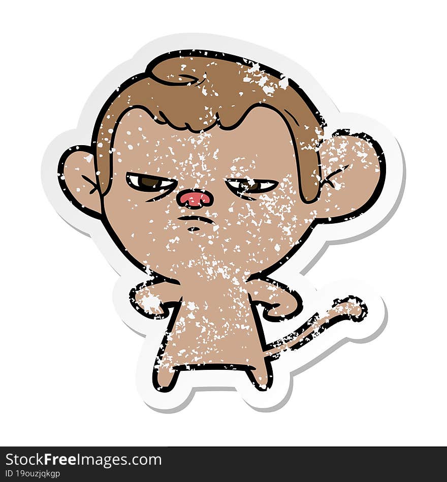 Distressed Sticker Of A Cartoon Monkey