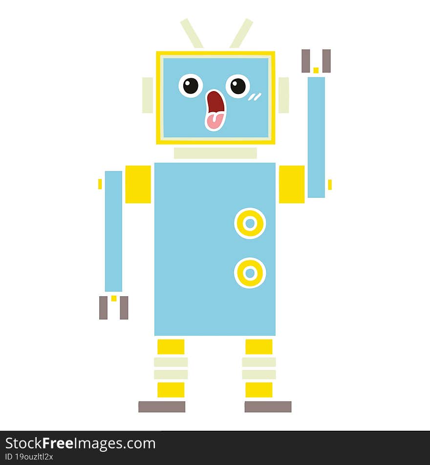 flat color retro cartoon of a robot