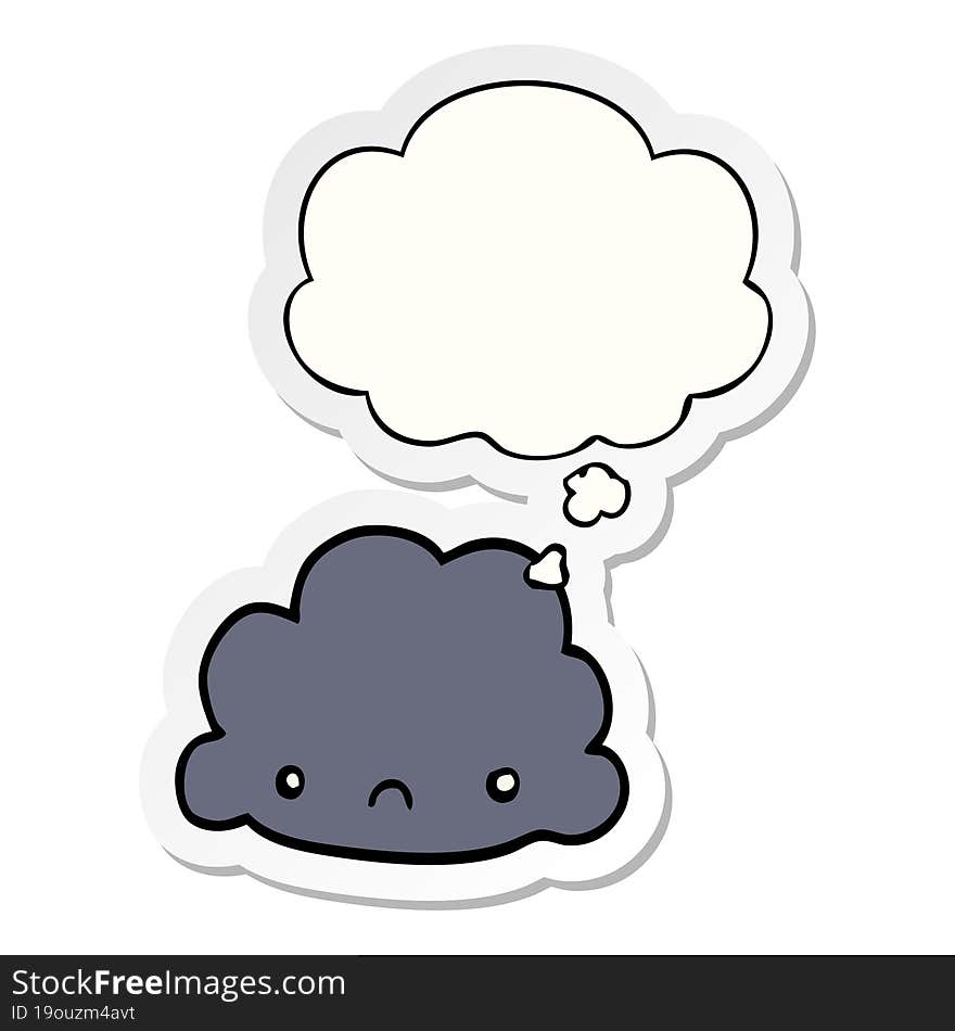 cartoon cloud and thought bubble as a printed sticker
