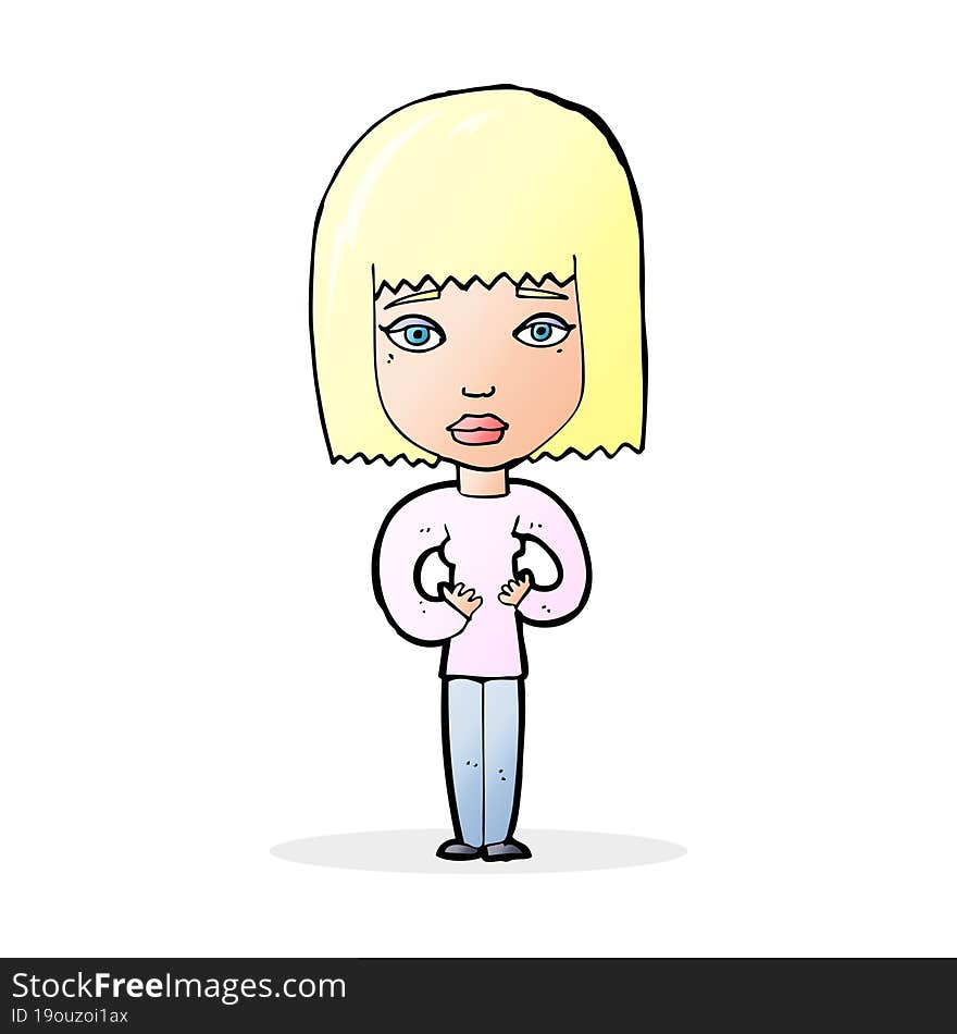 cartoon woman indicating self