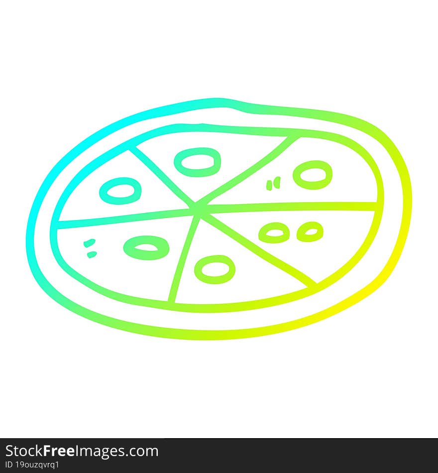 cold gradient line drawing cartoon pizza