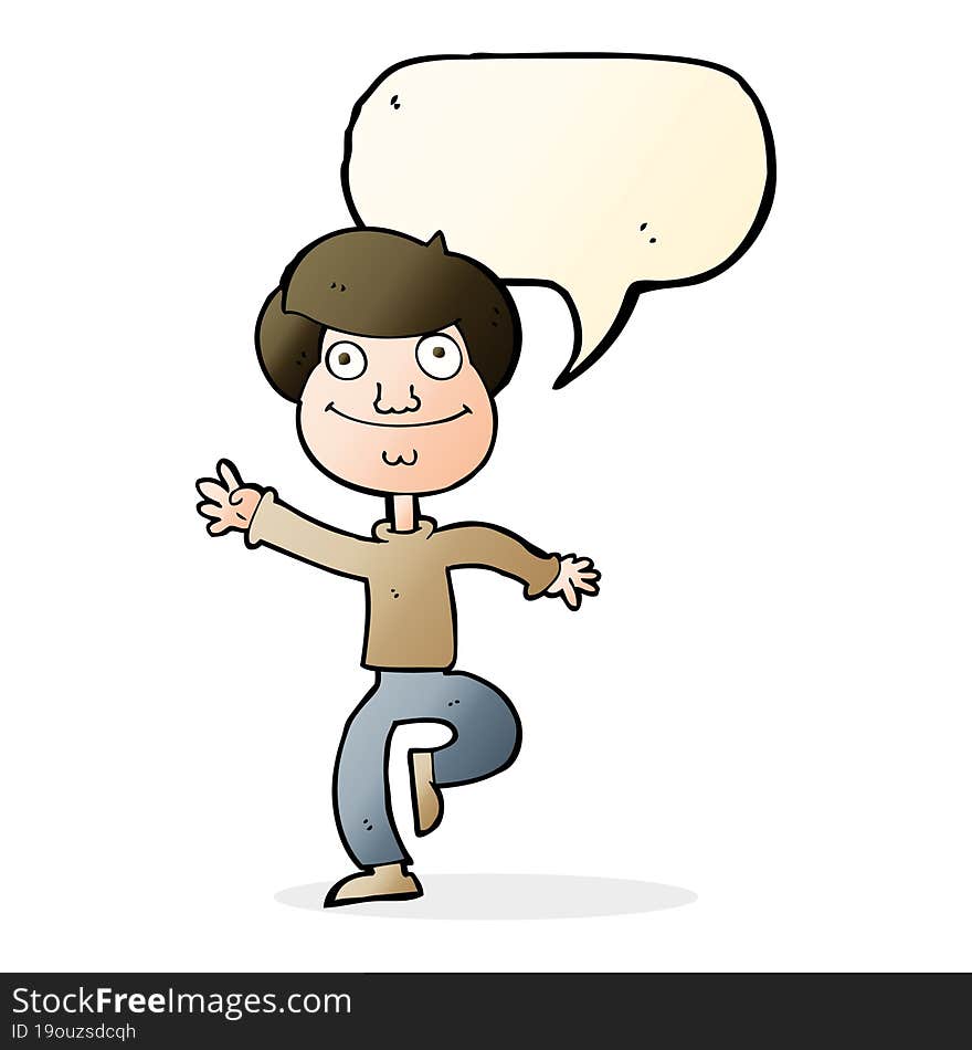 Cartoon Dancing Man With Speech Bubble