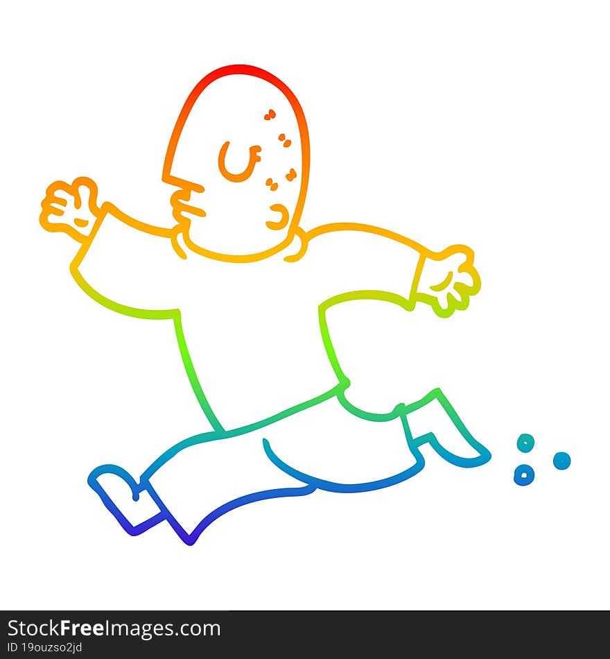 rainbow gradient line drawing cartoon man running