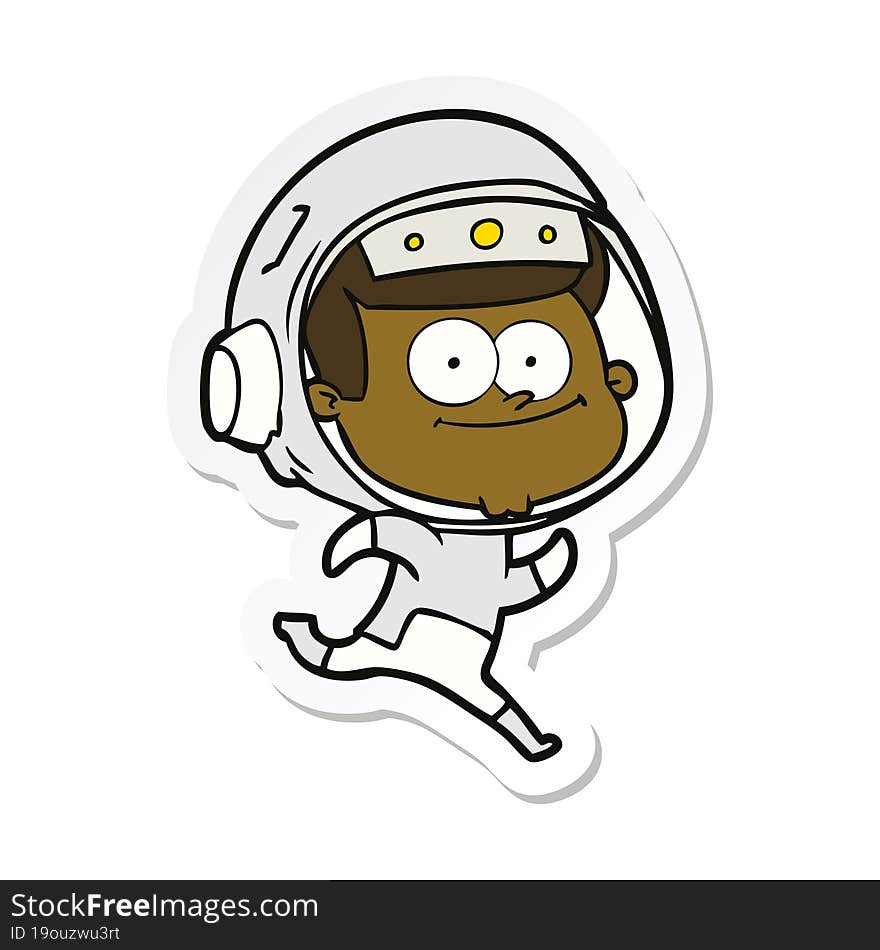 sticker of a happy astronaut cartoon