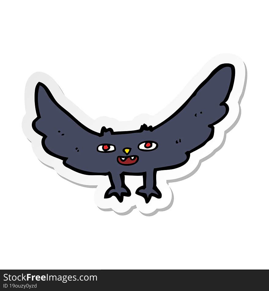 sticker of a cartoon spooky vampire bat