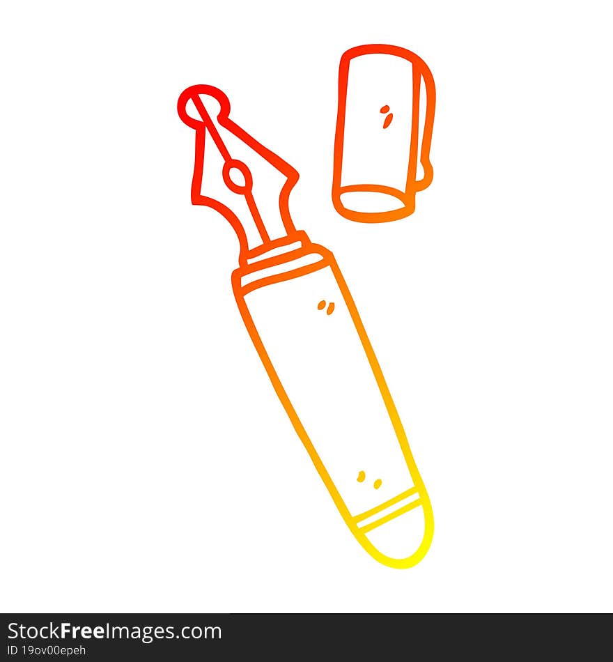 warm gradient line drawing of a cartoon fountain pen