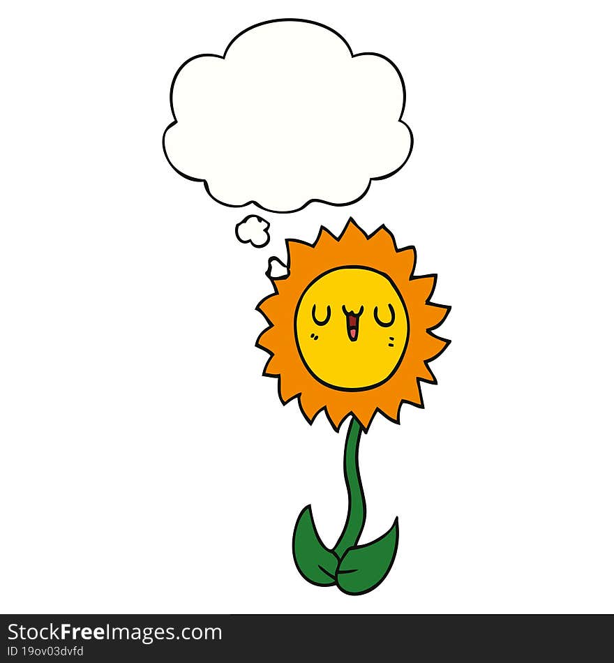 cartoon flower with thought bubble. cartoon flower with thought bubble