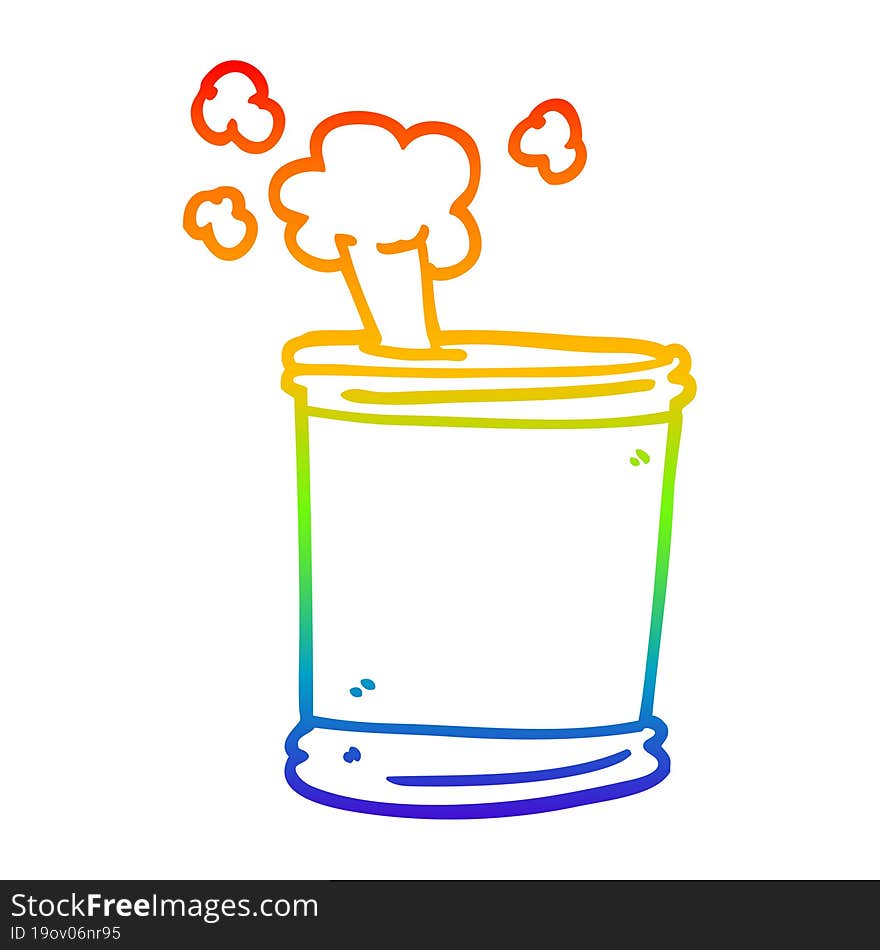 Rainbow Gradient Line Drawing Cartoon Can Of Beer