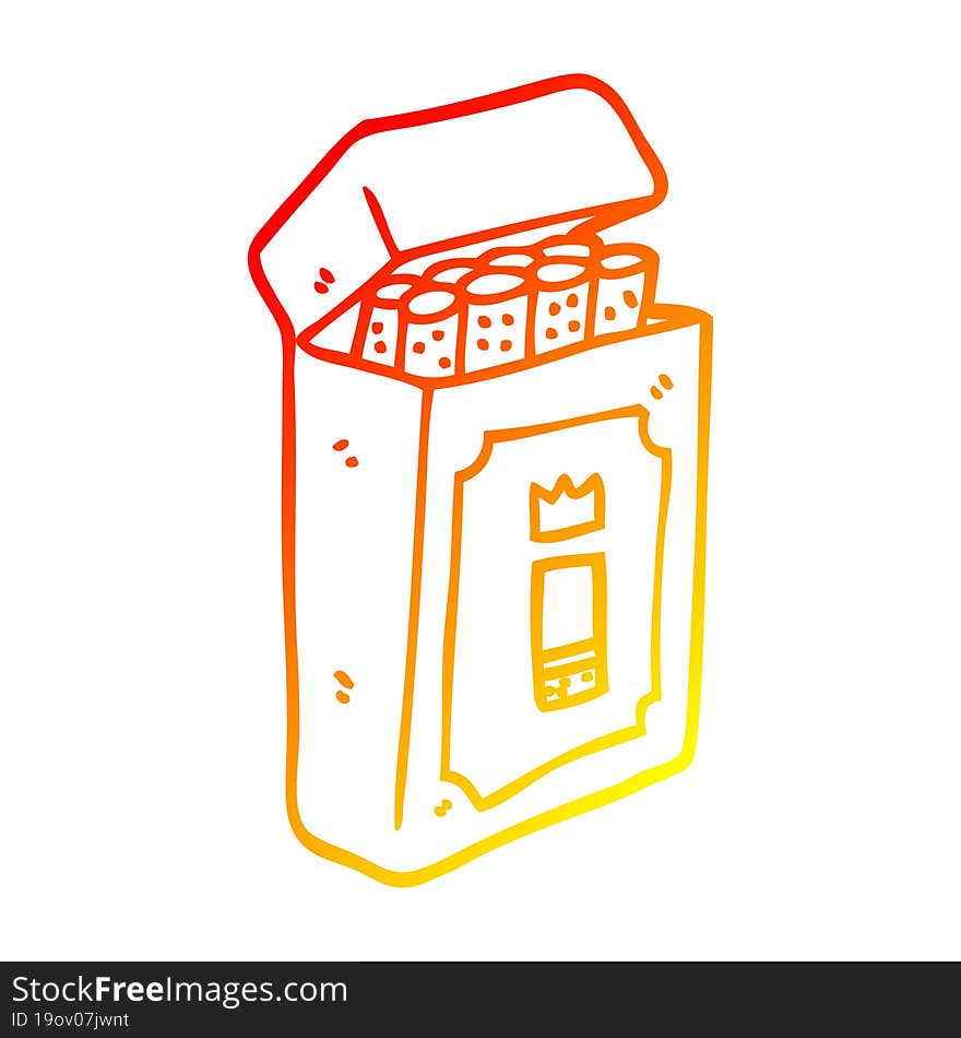 warm gradient line drawing of a cartoon pack of cigarettes