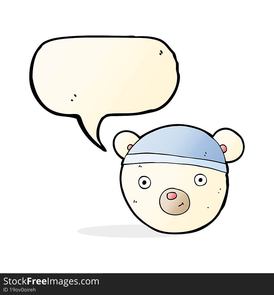 cartoon polar bear face with speech bubble