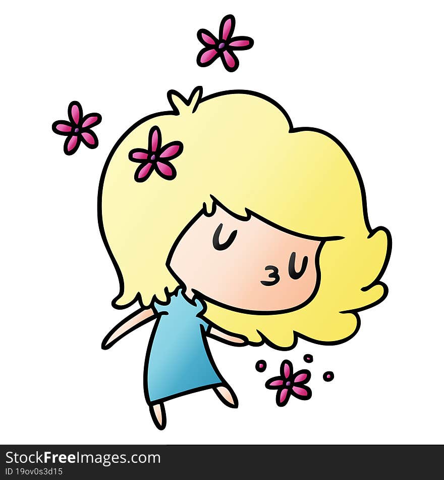 gradient cartoon illustration of a cute kawaii girl. gradient cartoon illustration of a cute kawaii girl