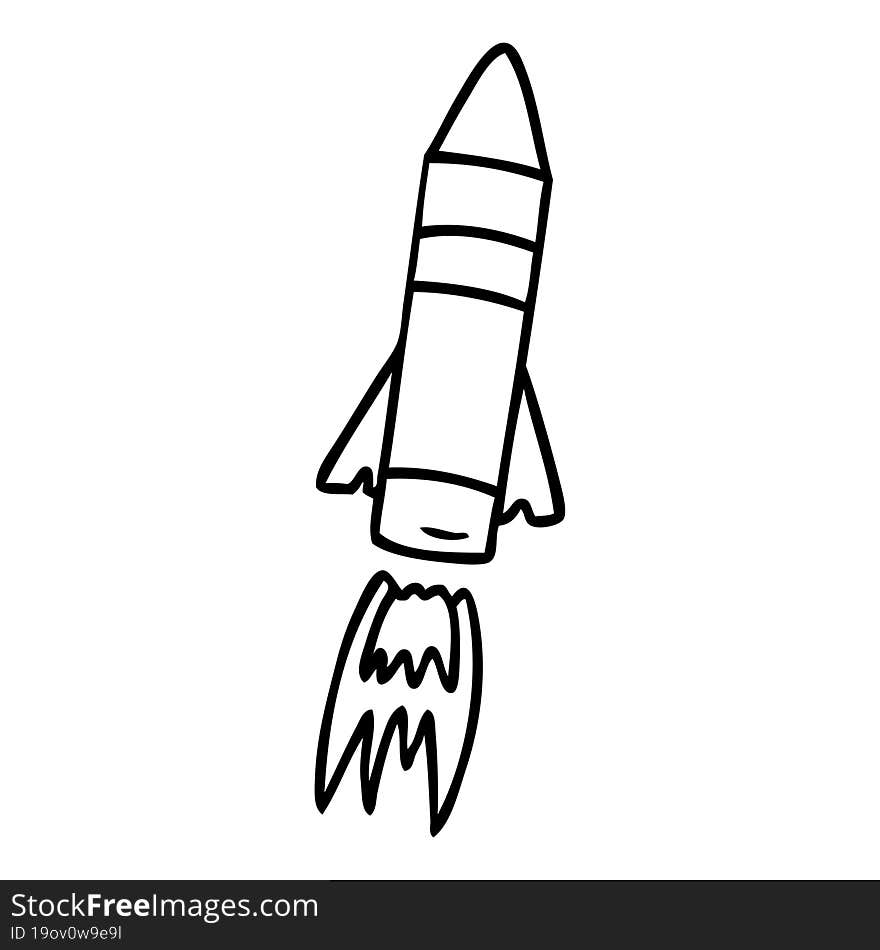 hand drawn line drawing doodle of a space rocket