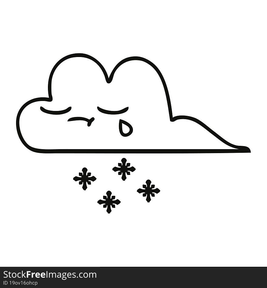 Line Drawing Cartoon Storm Snow Cloud