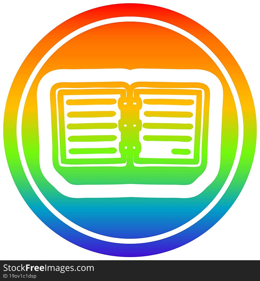 note book circular in rainbow spectrum