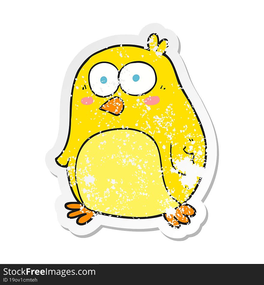 retro distressed sticker of a cartoon bird