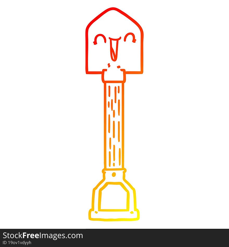 warm gradient line drawing cartoon shovel