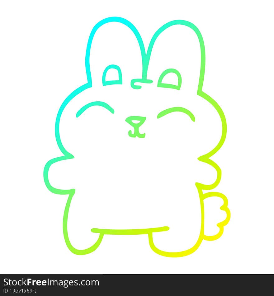 cold gradient line drawing happy cartoon rabbit