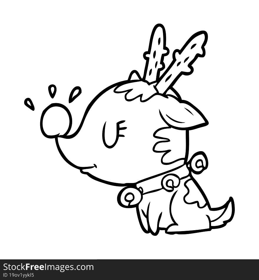 line drawing of a christmas reindeer. line drawing of a christmas reindeer