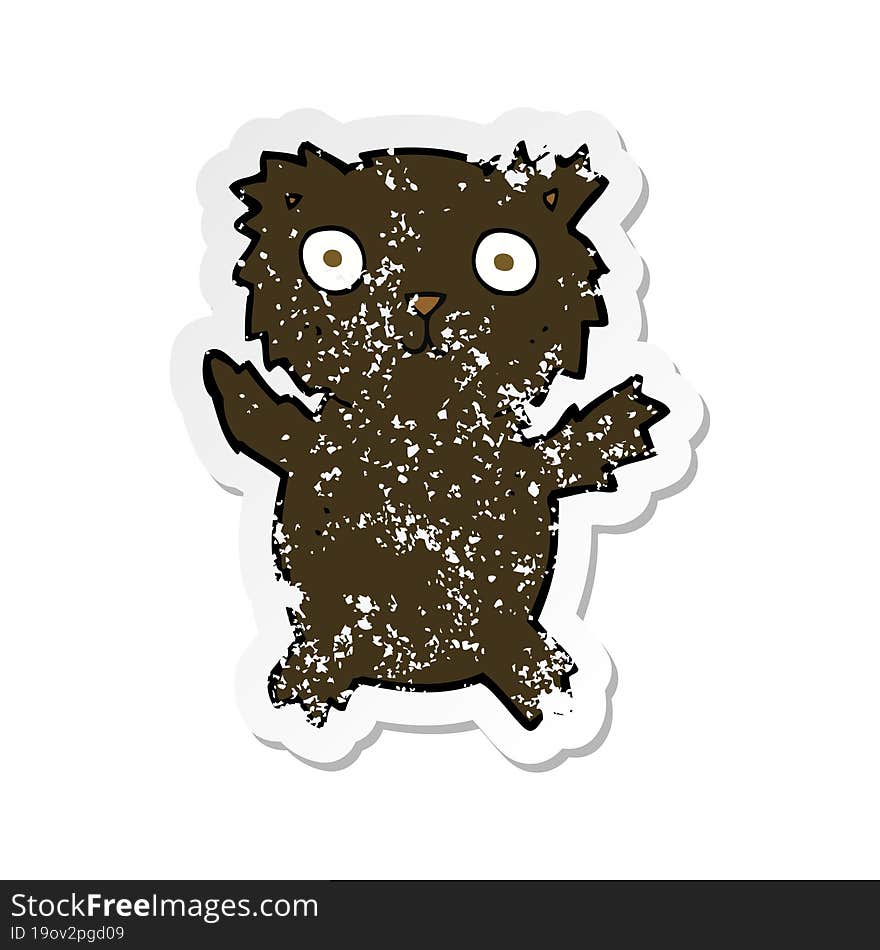 retro distressed sticker of a cartoon black bear